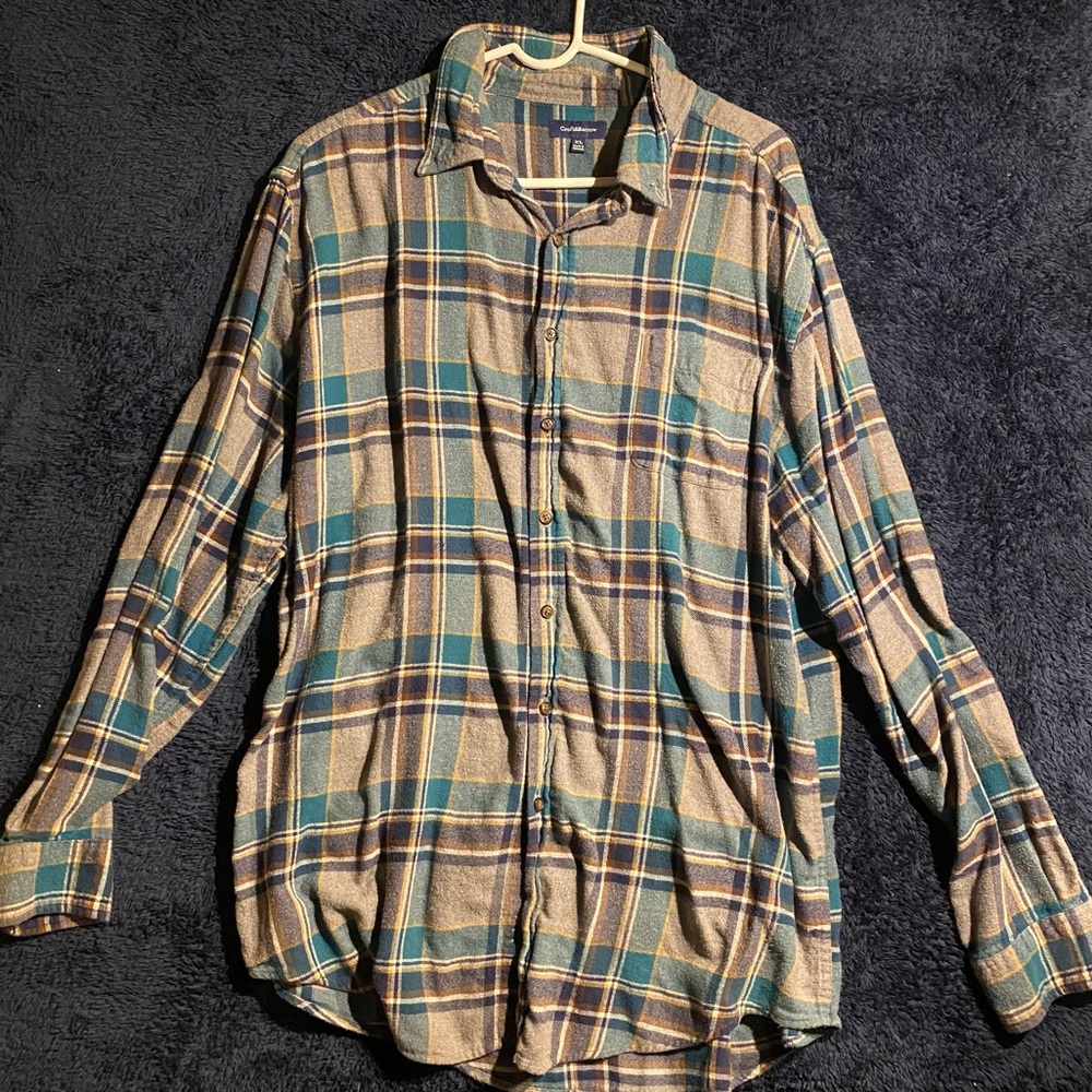 Croft & Barrow Men's Plaid Shirt - Teal and Beige